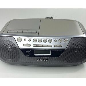 Sony CFD-S05 CD Radio Cassette Recorder Boombox Speaker System Silver Tested AQ2